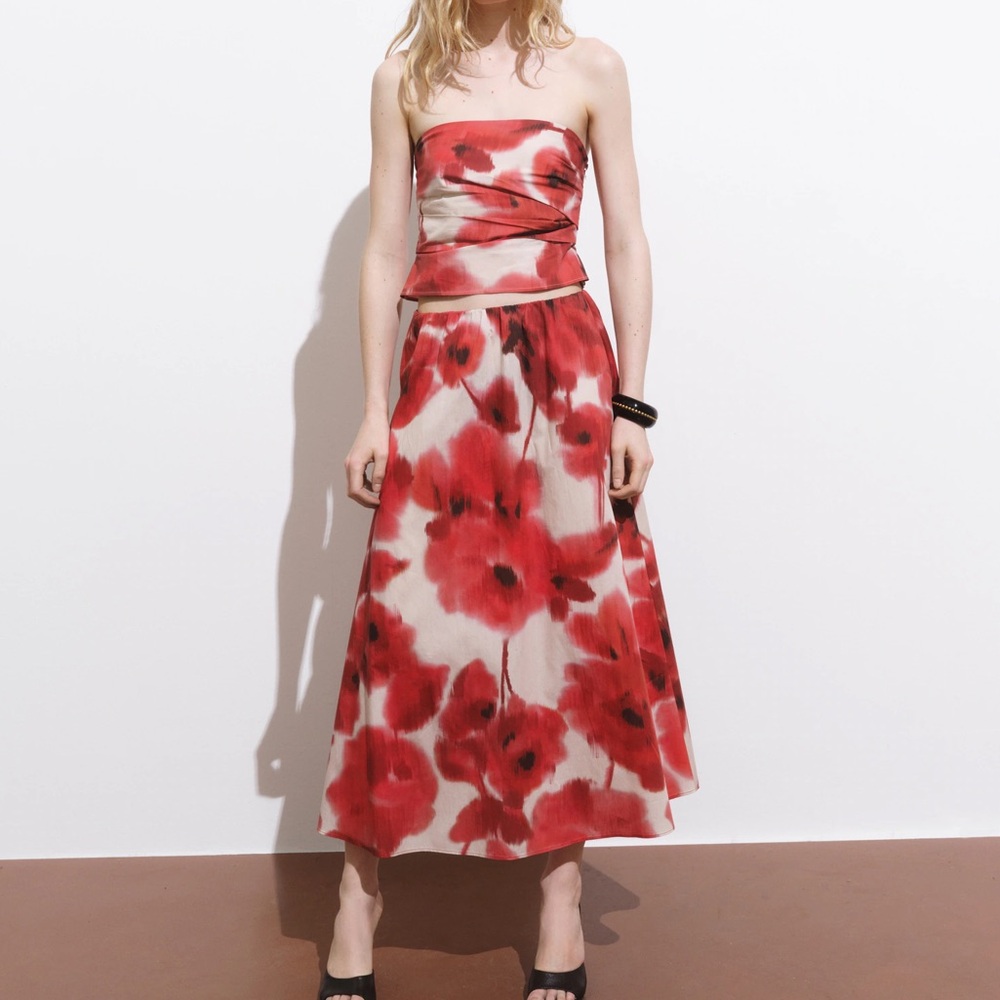 NWT Mango Floral-Print Skirt Set